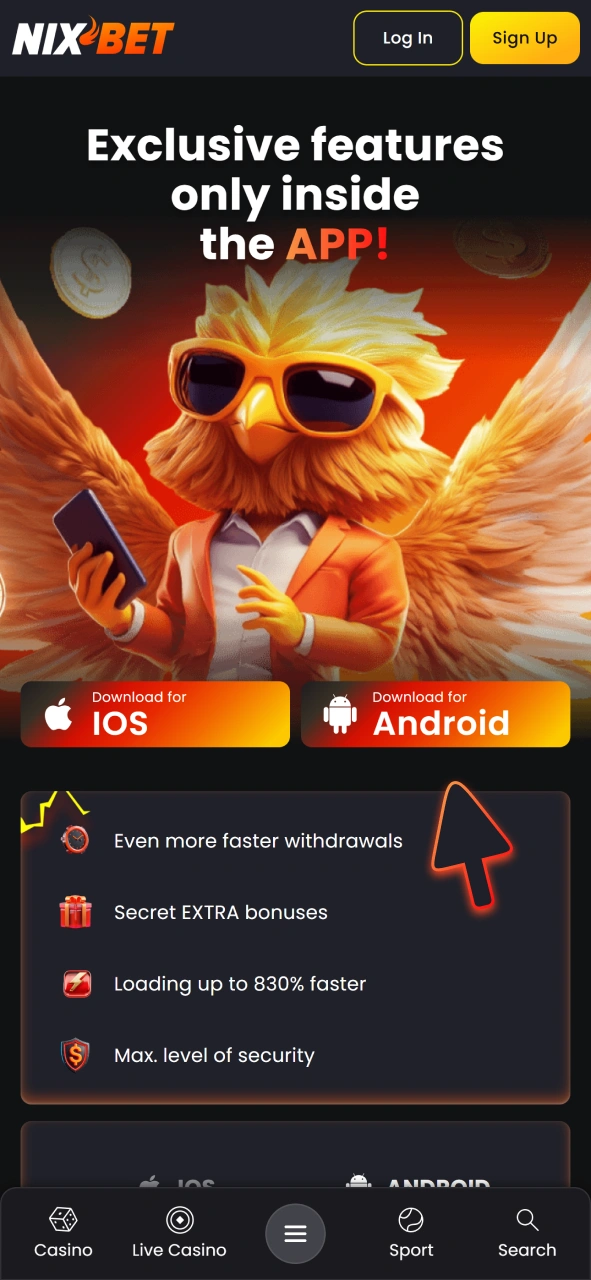 Download de NixBet Android-app via de officiële website.