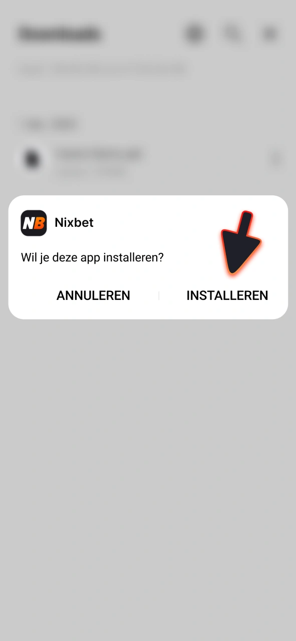 Installeer de gedownloade NixBet Android-app.