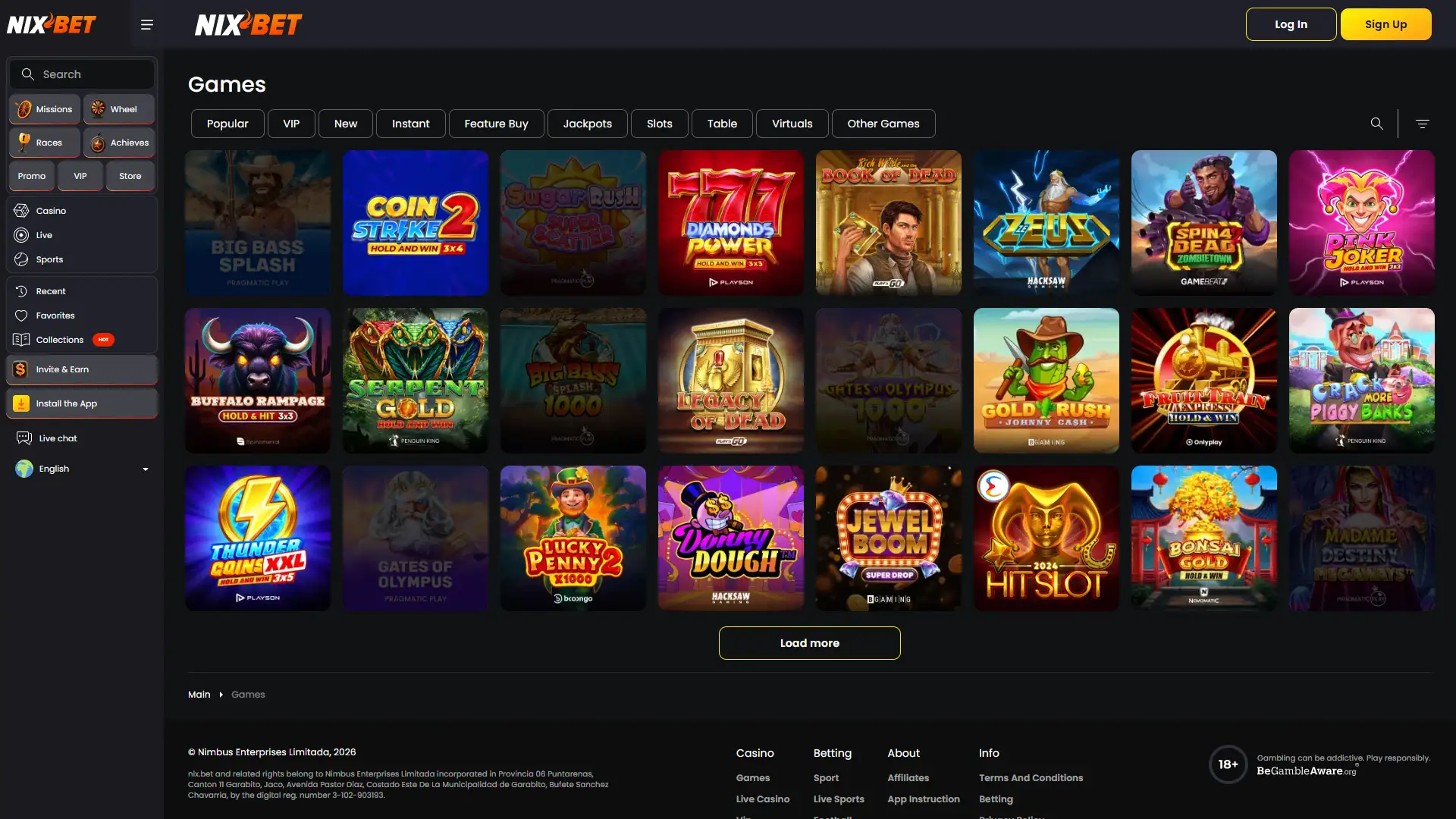 Probeer diverse casinospellen uit bij NixBet.